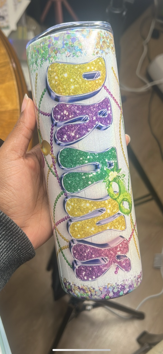20 oz Mardi Gras tumbler